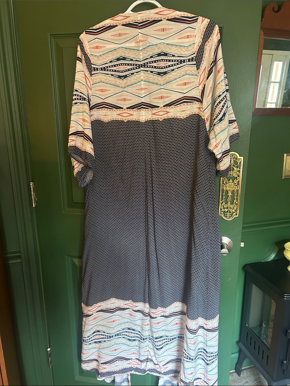 Boho Maxi Kimono Navy and Cream Med large women’s